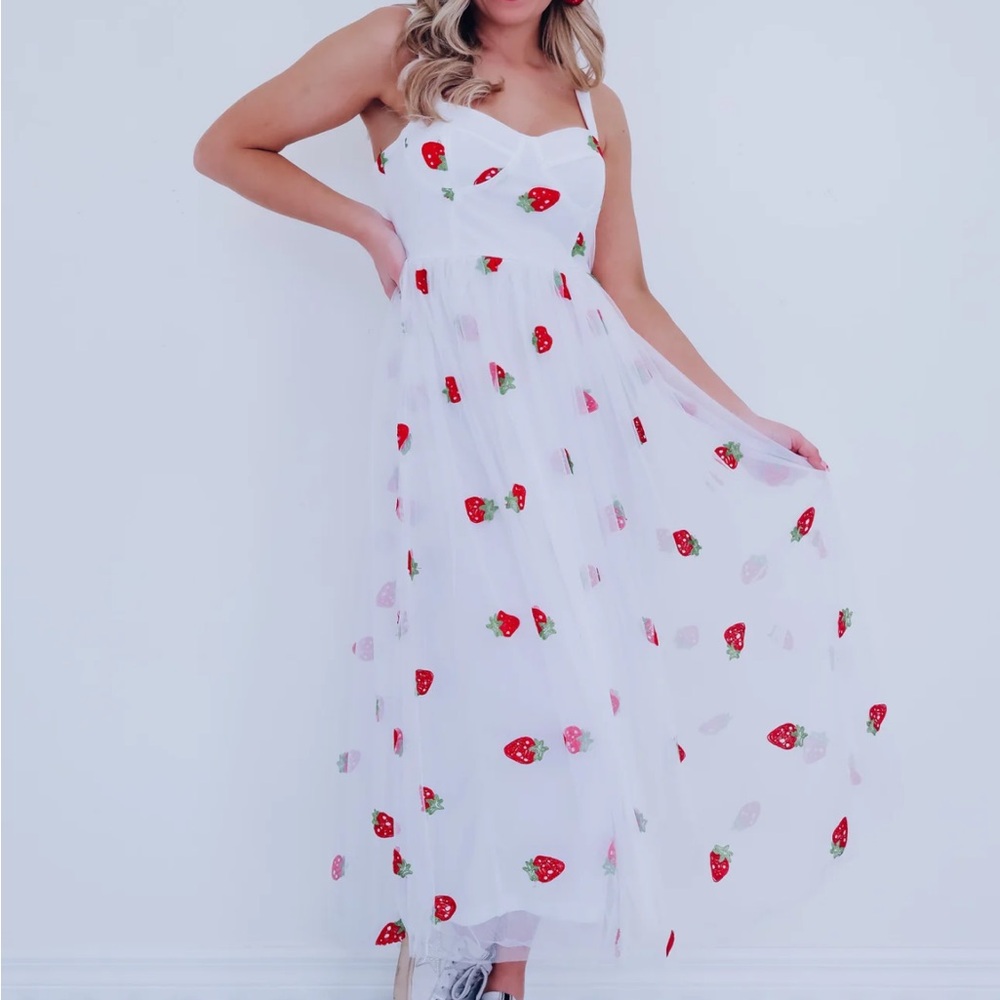 Strawberry midi dress